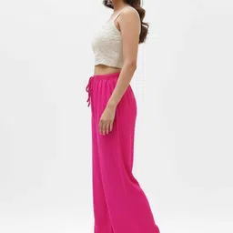 maurya Women Regular Fit Pink Viscose Rayon Trousers image 3
