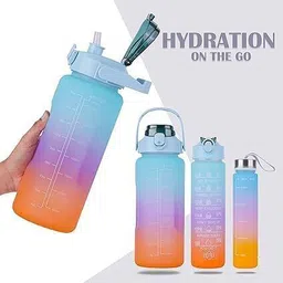 parmi Unbreakable 3-Piece Motivational Water Bottle Set 2000 ml Water Bottles image 2