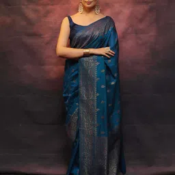 samah Woven, Embellished Banarasi Silk Blend, Jacquard Saree-picture-23