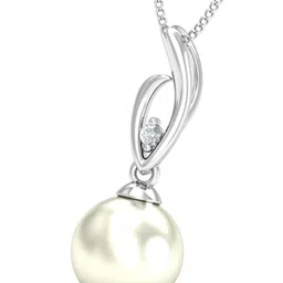 KUBERBOX 18KT White Gold Diamond Studded And Pearl Beaded Pendant - 0.54 g image 5