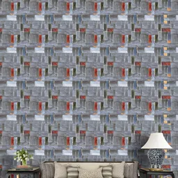 Asian royal Grey Abstract Printed Self Adhesive Heat Resistant Waterproof Wall Sticker image 4