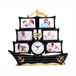 Attractionz Black & Gold Toned Ship Design Contemporary Analogue Wall Clock image 5