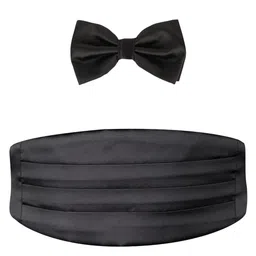 Alvaro Castagnino Men Set Of 3 Black Pocket Square & Bow & Cummerbund image 4