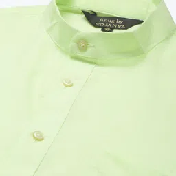 Anug by SOJANYA Men Green Band Collar Kurta image 5