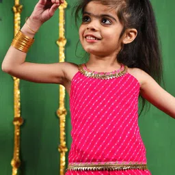 Rangpur Girls Leheriya Printed Regular Georgette Top with Palazzos image 2