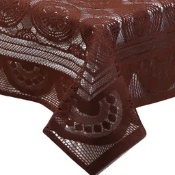 Dakshya Industries Brown Self Design 4-Seater Rectangle Cotton Table Cover image 4