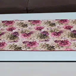 GROKI Pink & Green Floral Printed Pure Cotton Table Runner image 2