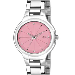 IIK COLLECTION Round Studded Dial Stainless Steel Bracelet Chain Strap Analogue Watch image 4
