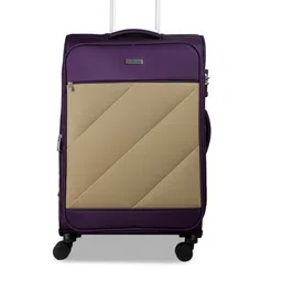 CARRIALL Set Of 2 Purple & Beige Colourblocked Soft-Sided Trolley Suitcases image 4