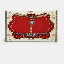 NVR Set of 2 Evil Eye Stone-Studded & Beaded Bhaiya Bhabhi Rakhi with Roli Chawal image 2