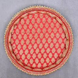 DecorTwist Floral Decorative Pooja Thali With Roli Chawal Platter image 2