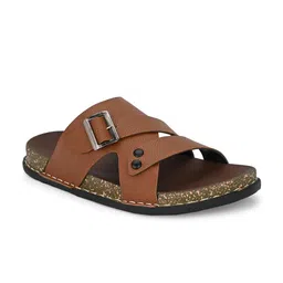 HIROLAS Men Textured Comfort Sandals With Buckle Detail image 2