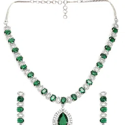 OOMPH American Diamond Studded Teardrop Statement Design Jewellery Set image 2