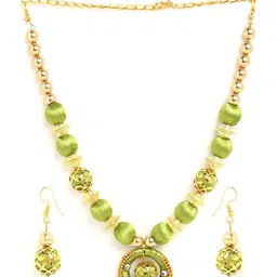 AKSHARA Gold-Plated Stone-Studded & Beaded Jewellery Set image 2
