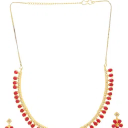 Anouk Gold-Plated Red American Diamond Studded Necklace & Earring image 4