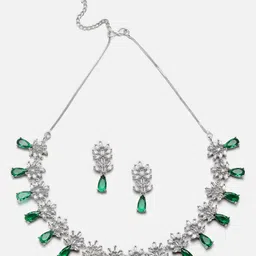 ZENEME Rhodium-Plated AD-Studded Jewellery Set image 2