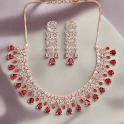 Jazz and Sizzle Rose Gold-Plated AD-Studded Jewellery Set image 2