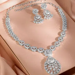 Rubans Rhodium Plated Cubic Zirconia Studded Jewellery Set image 2