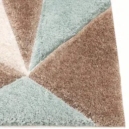 F & B RUGS Brown & Green Geometric Shaggy Anti Skid Carpet image 2