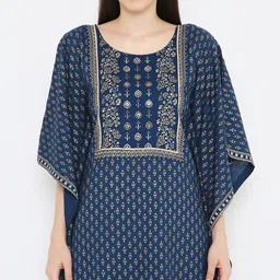 Peppertree Ethnic Motifs Printed Flared Sleeves Mirror Work Block Print Kurta image 4