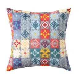 HANDICRAFT PALACE Grey & Blue Set of 2 Geometric Velvet Square Cushion Covers image 3