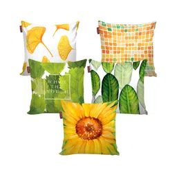 AEROHAVEN Yellow & White 5 Pieces Abstract Square Cushion Covers image 4
