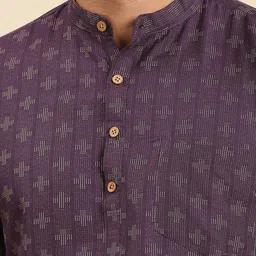 RAJUBHAI HARGOVINDAS Men Woven Design Above Knee Length Regular Cotton Kurta image 5