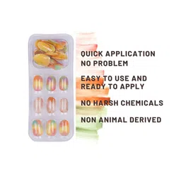 LICK 12 Pcs Tie and Dye French Manicure Artificial Press On Nails With Application Kit image 2