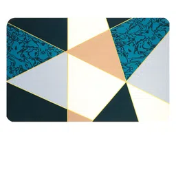 Aura 2-Pcs Blue & Beige  Abstract Printed Water Absorbent Bath Rugs image 2