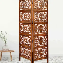 shilpi Brown 2 Panel Folding Wood & MDF Room Divider Seprator image 1