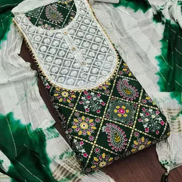 KALINI Ethnic Motifs Printed Sequinned Unstitched Dress Material image 2