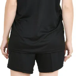 trizon Women Solid, Chevron/Zig Zag, Graphic Print, Sporty, Printed Round Neck Polyester Black, Green T-Shirt image 2