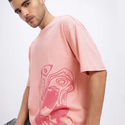 glitchez Men Printed Round Neck Cotton Blend Orange T-Shirt-picture-11