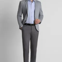 peter england Men Slim Fit Grey Polyester Trousers image 2