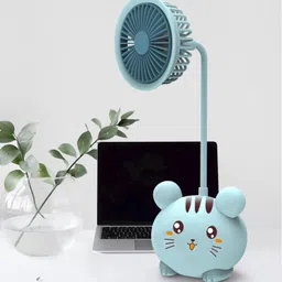 Spiaty Cute Cartoon Kitten Rechargeable Handheld Mini USB Fan with Pencil Sharpener UFAN008 USB Fan image 2