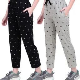 Pack of 2 Women Printed Multicolor Track Pants-image-0