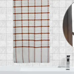 Athom Trendz Set Of 4 White & Brown Striped 210 GSM Pure Cotton Bath Towels image 3