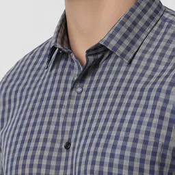 Van Heusen Men Speread Collar Micro Checked Cotton Slim Fit Formal Shirt image 5
