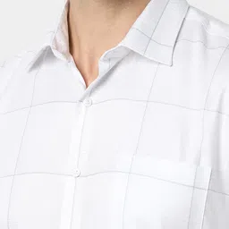 Van Heusen Men Spread Collar Windowpane Checked Cotton Formal Shirt image 5