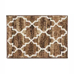 Pano Beige & White Patterned 2000 GSM Anti-Skid Bath Rugs image 2