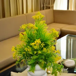 tinadecor Green and yellow home/office/table decor artificial flower for decoration Yellow, Green Wild Flower Artificial Flower with Pot-picture-39