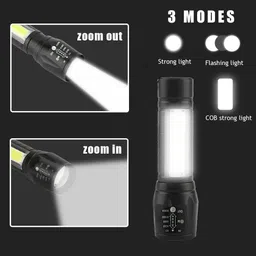nkz Home Rechargeable with Back Lamp Long Range Power 6 hrs Torch Emergency Light image 2