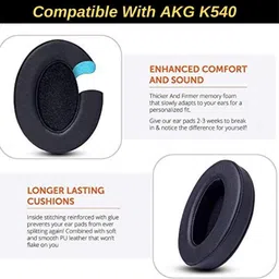 Crysendo Headphone Cushion Compatible with AKG K540 Headset Replacement Earpads Over The Ear Headphone Cushion image 3