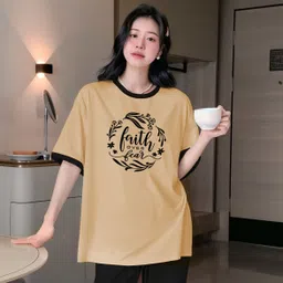 kshs Women Night Suit Set Black, Beige Printed image 3