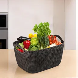 heart home Plastic Q-5 Multiuses Designer Unbreakable Plastic Storage Basket/Organizer/Bin (Brown) Storage Basket-picture-17