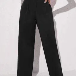 next one Women Loose Fit Black Lycra Blend Trousers-picture-28