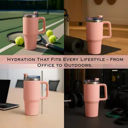 edenglow Stainless Steel Tumbler with Straw Adjustable Lid Hot & Cold Water Bottle 1200 ml image 4