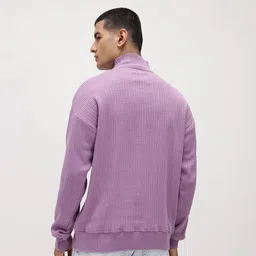 roadster Men Self Design Turtle Neck Brown Sweater image 4