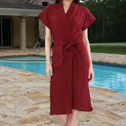 lacylook Maroon Large Bath Robe image 1