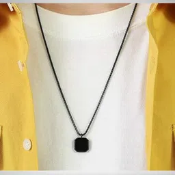 fab creations for Men and Women Rhodium Steel Square Pendant__F66 Rhodium Alloy Pendant Set image 1